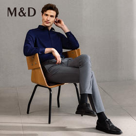 M＆D/名盾商务男装春季新款长袖衬衫中青年纯色休闲修身衬衣