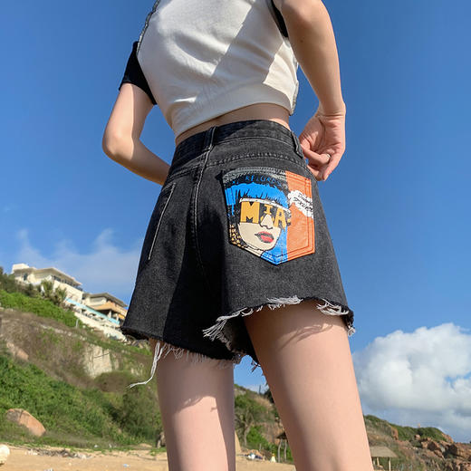 【HEY+JEANS】 2022夏季新款高腰显瘦牛仔裤 时尚热裤 牛仔裙 商品图6