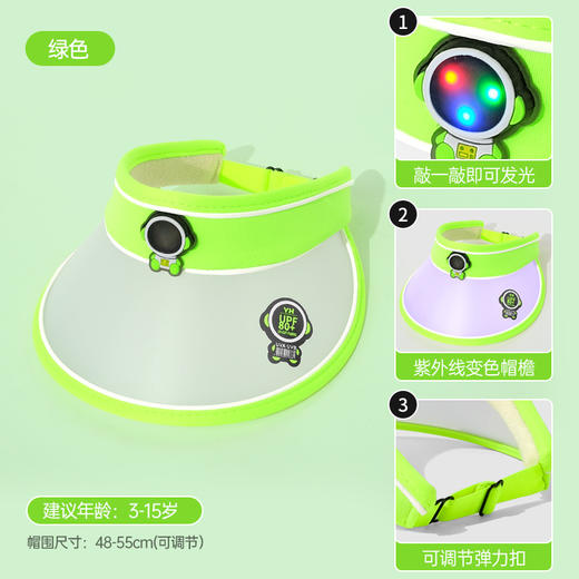 【炫酷闪灯设计 全脸遮挡防晒】新款儿童空顶帽韩版时尚防晒帽子女夏季户外宝宝发光太空人太阳帽 商品图9