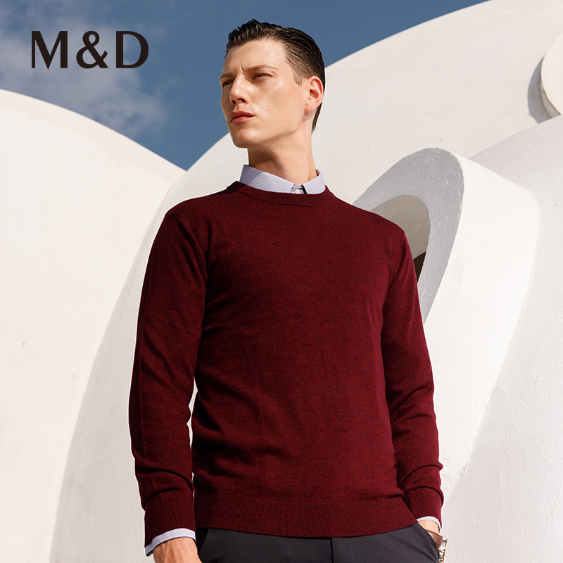【纯羊毛】MD名盾针织毛衫男圆领套头商务秋冬内搭保暖毛衣08U71