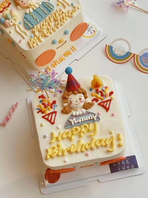 小女孩女生女士手绘方形蛋糕（多款式选择）-低糖处理无添加 商品图1