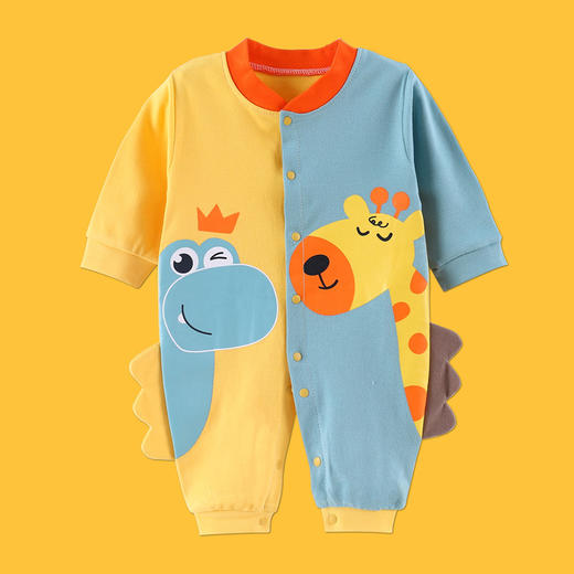 【柔软抗皱 舒适透气 可爱萌趣】春秋新款初生婴儿连体衣卡通纯棉哈衣幼儿宝宝护肚爬服 商品图9