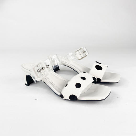 IUIU SECOND夏季时尚波点元素牛皮中跟拖鞋 商品图2