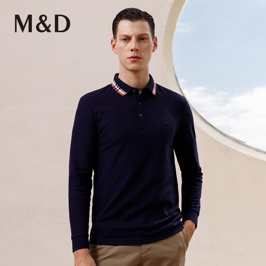 MD名盾男士长袖POLO衫秋冬商务休闲火山岩发热保暖翻领T恤11391 商品图0