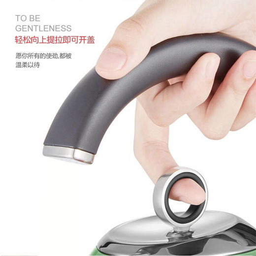 摩飞家用电热水壶进口304不锈钢大容量烧水壶 MR7456A绿色1.5L 商品图2