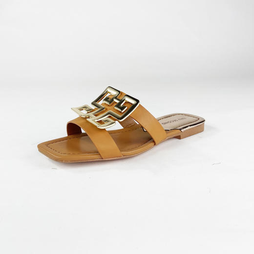 IUIU SECOND夏季时尚金属元素牛皮矮跟拖鞋 商品图1