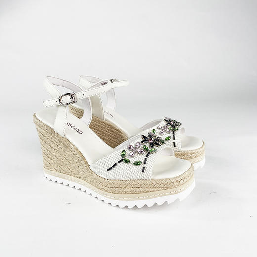 IUIU SECOND夏季时尚织物面增高平底凉鞋 商品图1