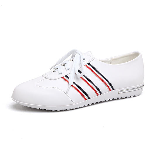 平底女单鞋春秋百搭小白鞋皮鞋系带大码休闲工作鞋 LX233 商品图4