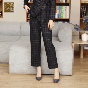 宗洋zongyang女装2022春季新品宽松格子休闲裤BCL1CK7803-48