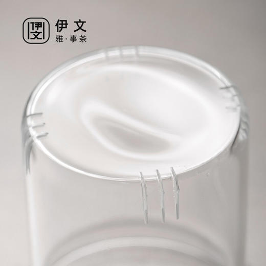 陶瓷 耐热玻璃茶杯带盖办公室过滤泡茶杯茶水分离男士杯子日式 伊-清灵（透明）阔底泡茶杯-榉木 商品图8