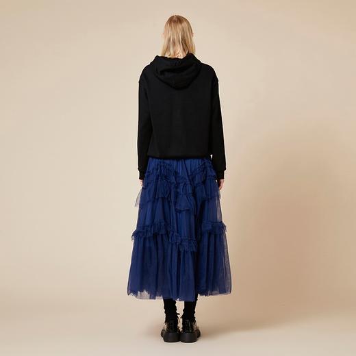 蓝色牛仔双层网纱大摆半裙 商品图4