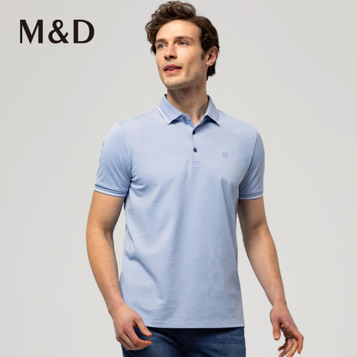 M＆D/名盾夏季新款黑科技降温翻领短袖条纹Polo衫商务棉T恤男 商品图3