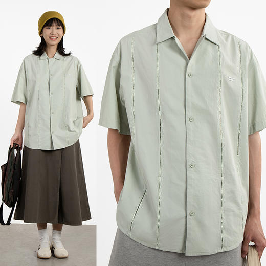 CryingCenter 古巴领棉感短袖衬衫 商品图1