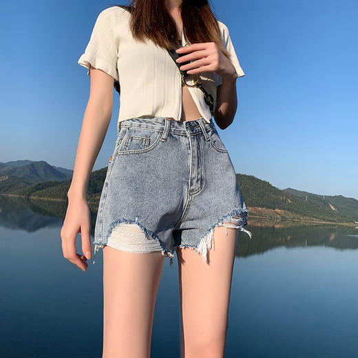 【HEY+JEANS】 2022夏季新款高腰显瘦牛仔裤 时尚热裤 牛仔裙 商品图4