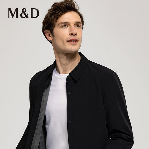 M＆D/名盾商务翻领黑色无缝工艺夹克早春男长袖纯色短款时尚外套 商品图2
