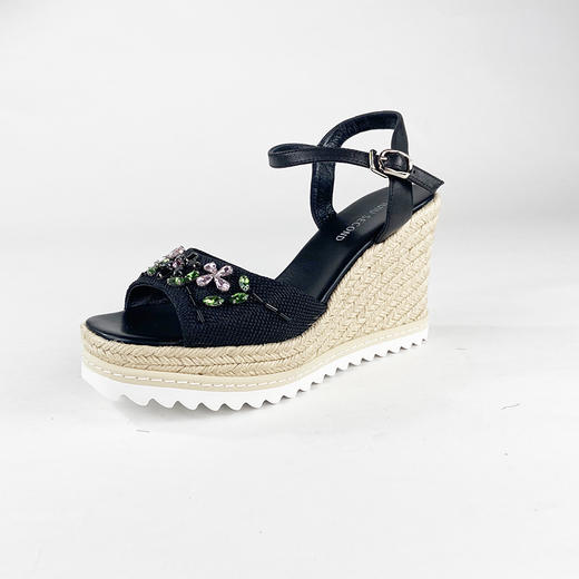 IUIU SECOND夏季时尚织物面增高平底凉鞋 商品图4