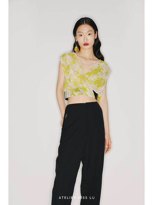 【浮生】品牌定制桑蚕丝印花立裁无袖上衣/220014 商品图1