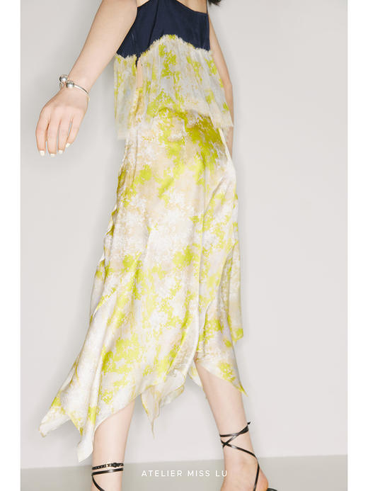 【繁花】品牌定制桑蚕丝印花不规则半裙/220006 商品图2