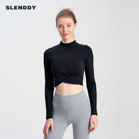 slenddy Hyacy露背瑜伽长袖露脐设计弹力修身运动上衣S4011
