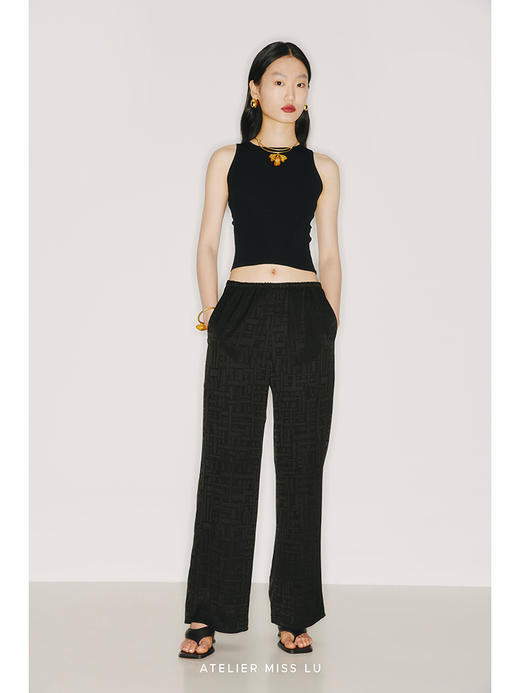 【迷踪】定制款日本进口三醋酸光泽黑垂感长裤/2200013A 商品图1