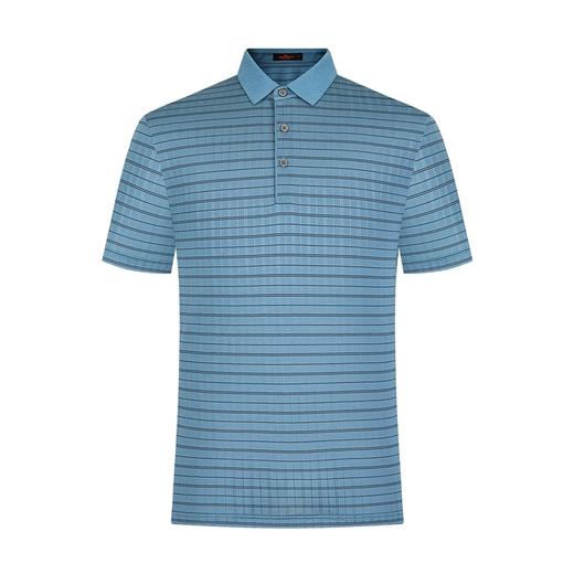 【含桑蚕丝】柒牌polo男夏季薄款休闲时尚条纹翻领短袖保罗衫	122T71880 商品图4