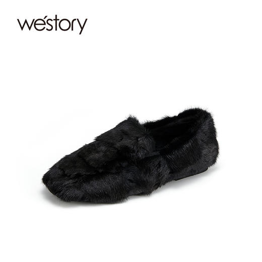 westory2021秋冬新款水貂毛豆豆鞋一脚蹬女鞋S21CM73761 商品图0