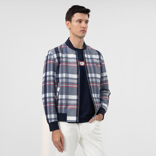 GOOD LUCK德鲨 棒球领格纹休闲夹克LY04727 商品图1