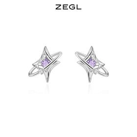 ZEGL设计师银河甜心系列925纯银四芒星耳钉女小众设计感耳环耳饰