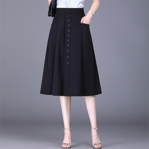 薄款排扣A字裙，长款松紧高腰时尚下装裙时尚新款半身裙MYX-6850 商品图2