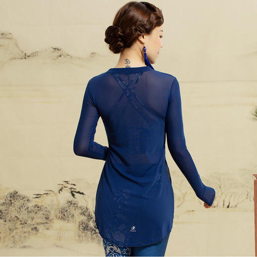 壁虎瑜伽【2110SY069】高弹网纱长袖罩衫（无胸垫）【5天发货】 商品图1