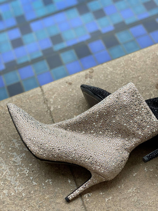 Westory2020新款珠光宝气高跟弹力闪亮格利特上烫钻冬靴W20DS80241 商品图0