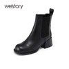 westory2021秋季新款切尔西靴烟筒靴短筒粗跟复古44491 商品缩略图0