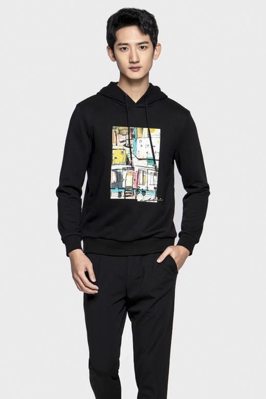 callisto黑色混纺休闲卫衣  SPFLE006BK 商品图1