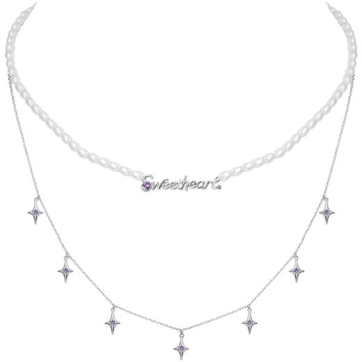 ZEGL设计师银河甜心系列四芒星项链女轻奢小众人造珍珠锁骨链配饰 商品图7