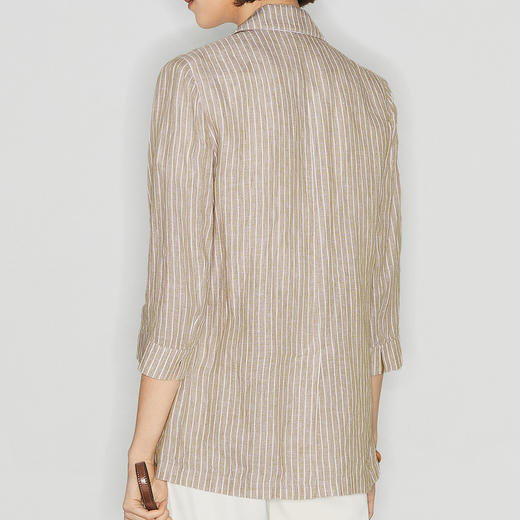 【商场同款】麦檬夏条纹撞色一粒扣下摆开叉西装5C4210981 商品图3