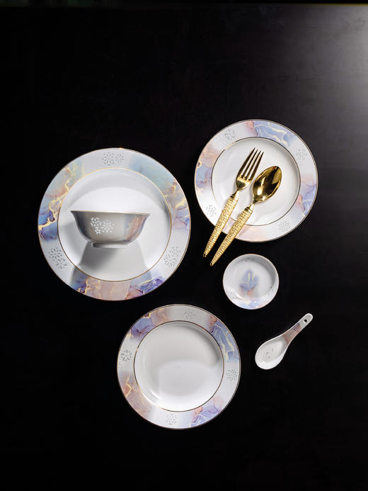 富玉  景德镇餐具新中式大胆撞色浮想餐具套装家用组合 商品图6