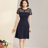 米思阳夏季新款气质优雅拼接镂空蕾丝修身显瘦短袖连衣裙1288 商品缩略图2