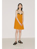 【双生】圆半双生领口设计环保PU拼接日落黄撞色吊带连衣裙/22000021B 商品缩略图1