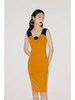 【午后海平线】圆半初升领口设计日落黄撞色修身连衣裙/22000026B 商品缩略图3
