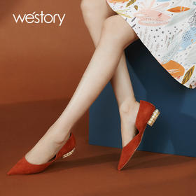 westory2020早秋新品尖头浅口平底百搭单鞋女一脚蹬W20CE70031