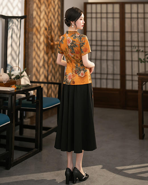 日常改良，老上海复古民国风时尚气质妈妈旗袍套装ZA-014 商品图7