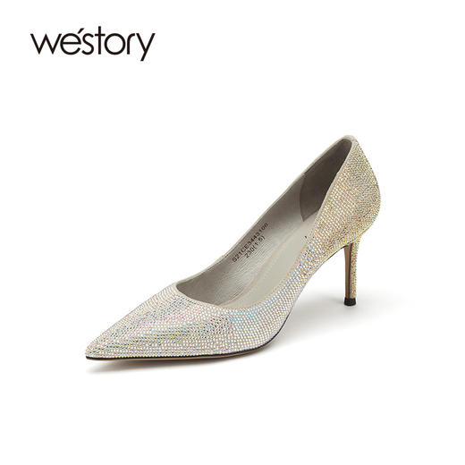westory2021秋季气质渐变尖头婚细跟婚宴高跟鞋S21CE34431 商品图0