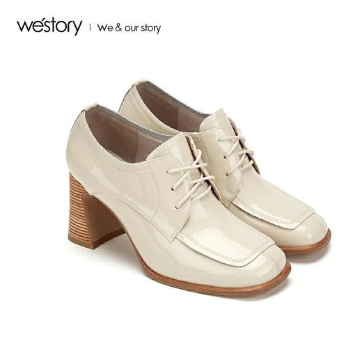westory通勤百搭女2020春新品方头粗跟系带靴W29CM70481 商品图0