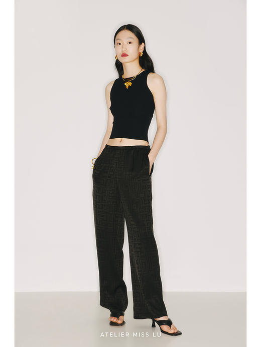 【迷踪】定制款日本进口三醋酸光泽黑垂感长裤/2200013A 商品图0