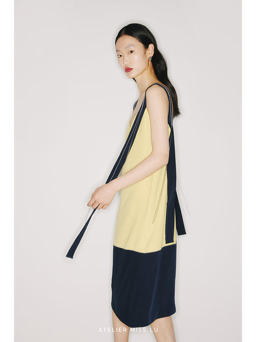【Gelato】手工金属订珠冰激凌黄撞色拼接A字吊带连衣裙/22000012 商品图3