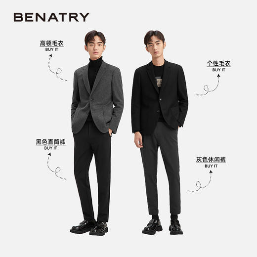贝纳川羊毛呢子休闲西服男士外套修身韩版小西装ECY315001 商品图2