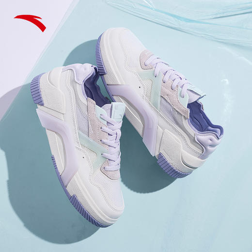 安踏A道板鞋女鞋2022新款低帮厚底复古运动鞋子潮休闲鞋122228071-3 商品图1