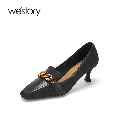 westory女款2021秋季时尚花纹细跟高跟单鞋S21CE71461 商品图0