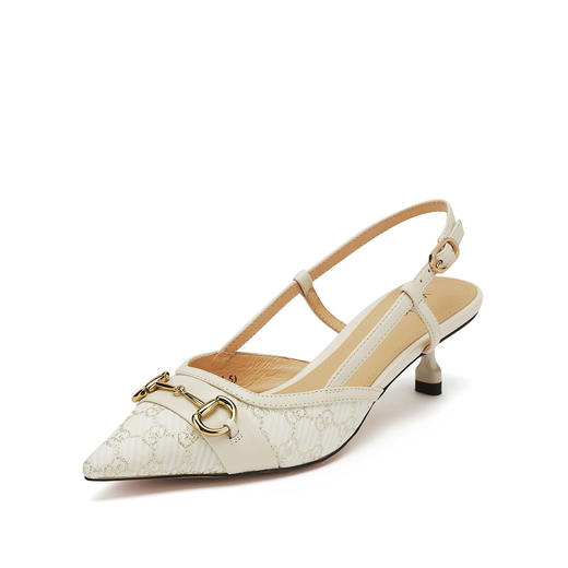 【2021夏季上新】马衔扣尖头后空舒适细跟中跟包头凉鞋女夏S21AH53711 商品图0