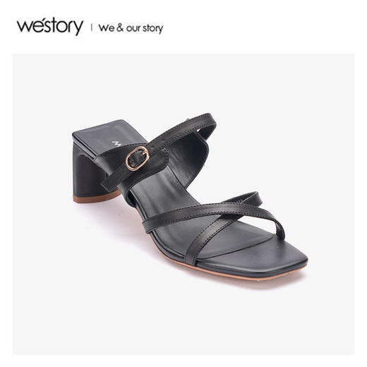 westory2020年夏季新品交叉凉鞋女一字带拖鞋两穿W20BJ60801 商品图0